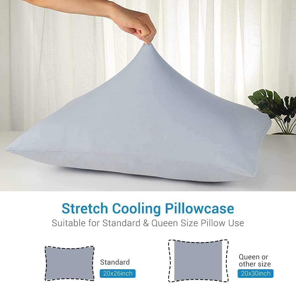 Cooling Pillowcases with Super Stretch Japanese Cooling Fiber, 2 Pack
