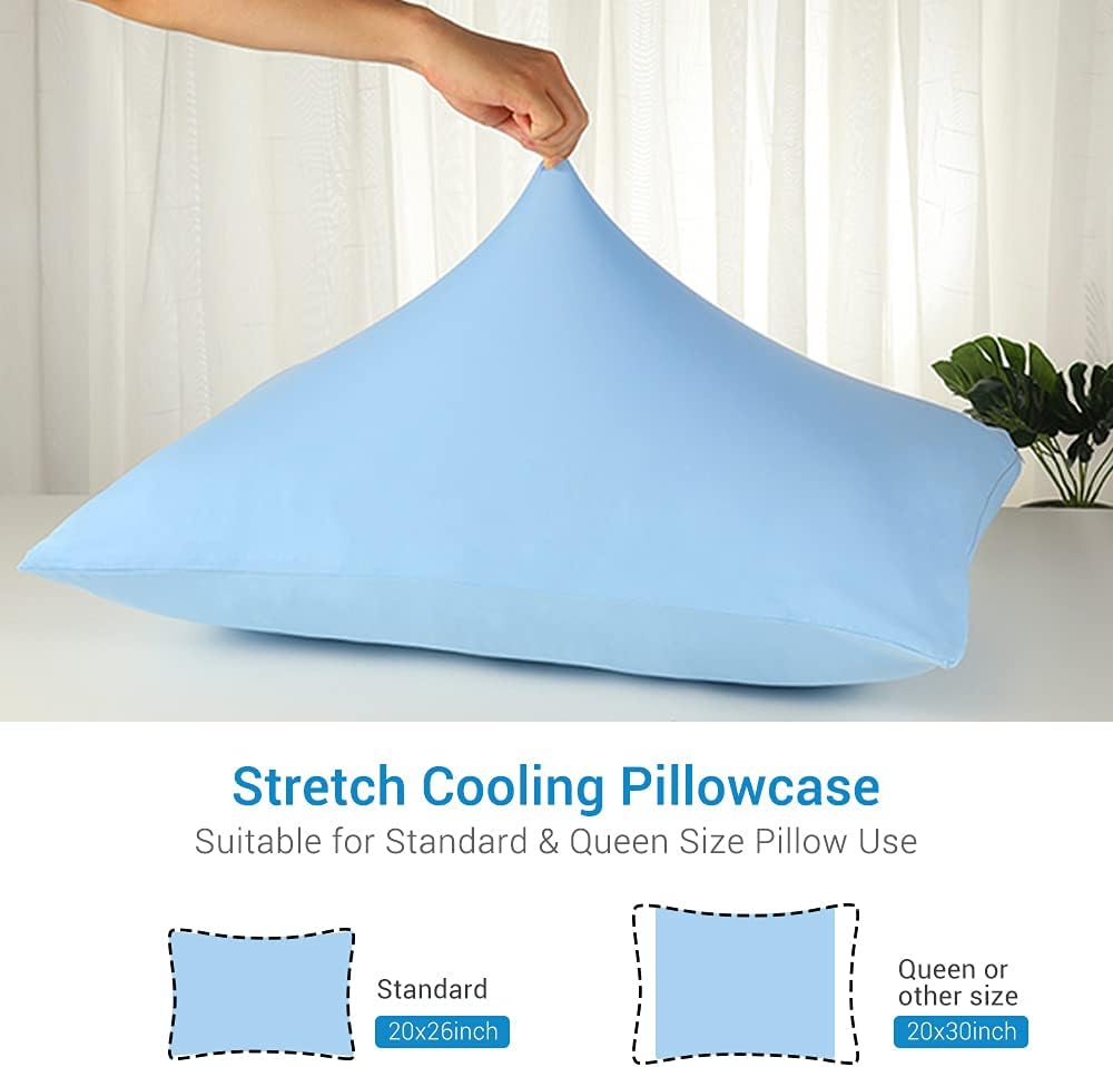 Cooling Pillowcases with Super Stretch Japanese Cooling Fiber, 2 Pack