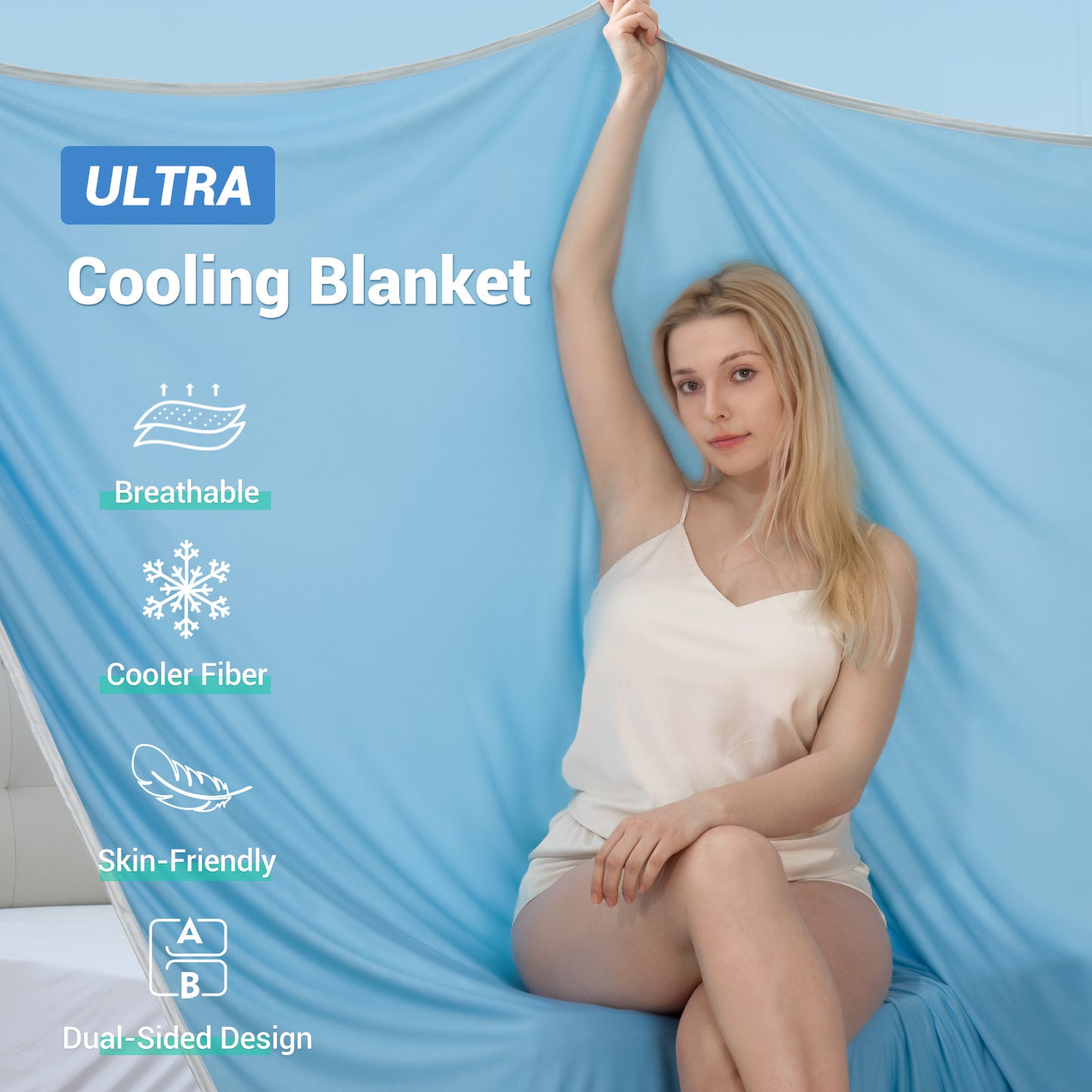 Bendtek Revolutionary Cooling Blanket King, Absorbs Heat to Keep Body Cool for Night Sweats, Double Sided Arc-Chill 3.0 Cool Fiber Q-Max>0.5, Lightweight Summer Cold Blankets Sleeping