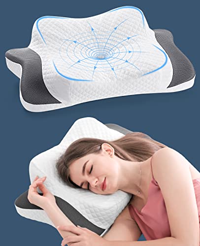 Cervical Pillow for Neck Pain Relief, Ergonomic Adjustable Contour Pillow with Memory Foam Slow Rebound