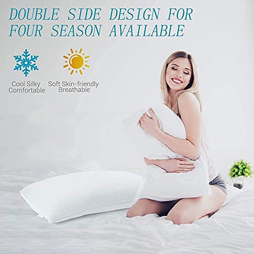 LUXEAR Cooling Pillowcase, 2 Pack Cooling Pillow Cover with Japanese Q-Max 0.45 Arc-Chill Cooling Fiber, Breathable Soft, Cooling Eco-Friendly, Hidden Zipper Design, Queen Size(20x30 inches)-White