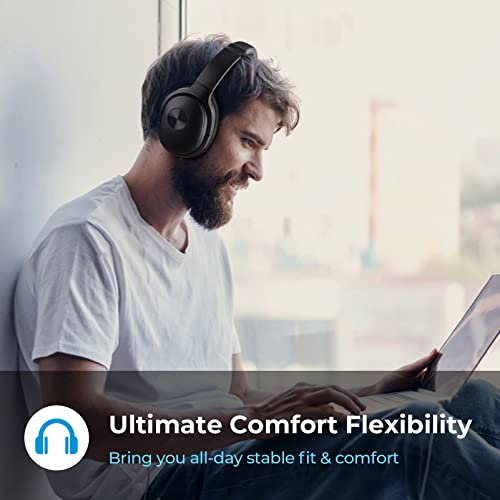 Elktry SE7 Hybrid Active Noise Cancelling Headphones, Bluetooth Wireless Headphones, Over Ear Bluetooth Headphones with ENC Clear Calls, Deep Bass, Bluetooth 5.1, 30Hrs for Talk/Music/Work, Black