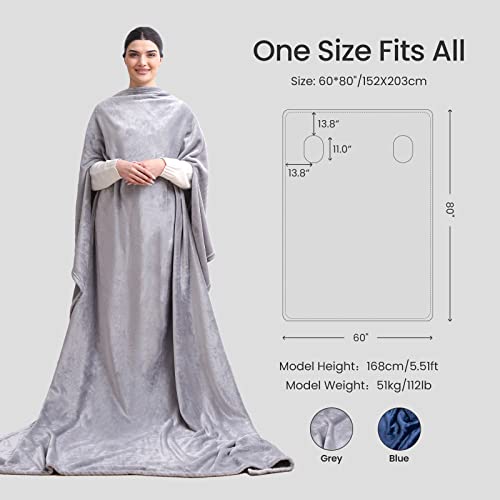 Wearable Hug Fleece Throw Hands Free Lazy Blanket 80"x60"