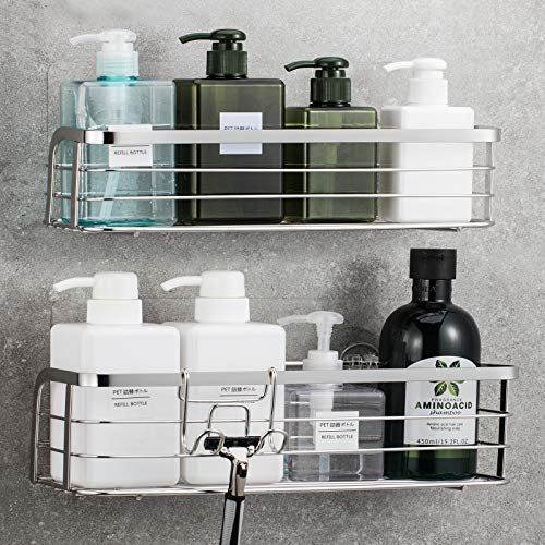 ODesign Adhesive Bathroom Shelf Shower Caddy with Hooks Razor Bath Sponge  Holder Kitchen Storage Organizer Spice Rack Wall Mount No Drilling  Rustproof