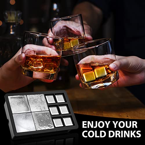 Whiskey Stones Reusable Ice Cubes with Silicone Square Ice Molds Box Packaging