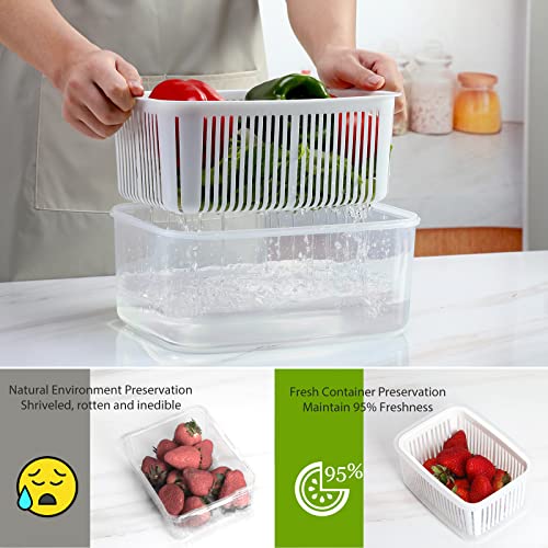 Produce Storage Containers with Lid & Colander BPA Free,5 Pack Set