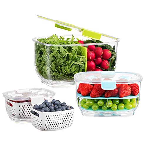 Lot de 3 boîtes de conservation pour fruits et légumes frais, sans BPA