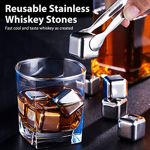 Whiskey Stones Reusable Ice Cubes with Silicone Square Ice Molds Box Packaging