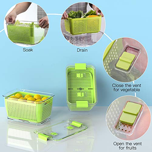 Fresh Produce Vegetable Fruit Storage Containers BPA-free,3Piece Set (2 color)