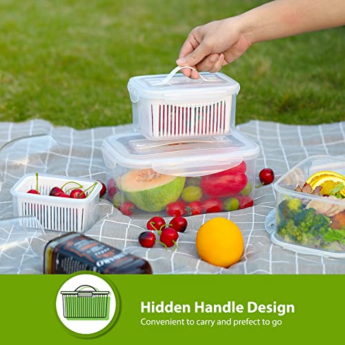 Produce Storage Containers with Lid & Colander BPA Free,5 Pack Set