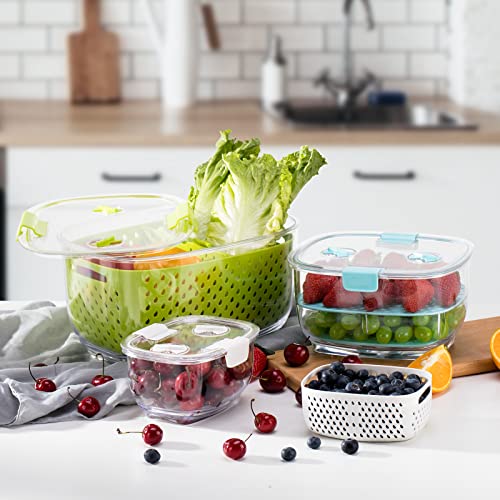 Lot de 3 boîtes de conservation pour fruits et légumes frais, sans BPA