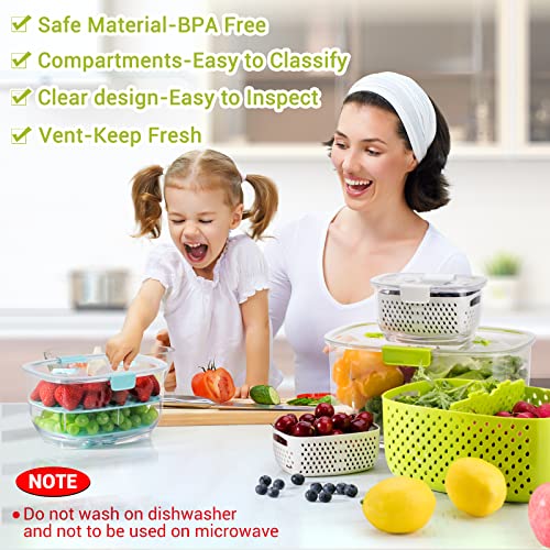 Lot de 3 boîtes de conservation pour fruits et légumes frais, sans BPA