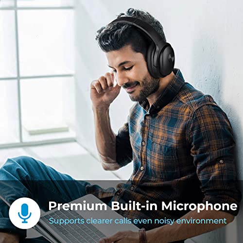 Elktry SE7 Hybrid Active Noise Cancelling Headphones, Bluetooth Wireless Headphones, Over Ear Bluetooth Headphones with ENC Clear Calls, Deep Bass, Bluetooth 5.1, 30Hrs for Talk/Music/Work, Black