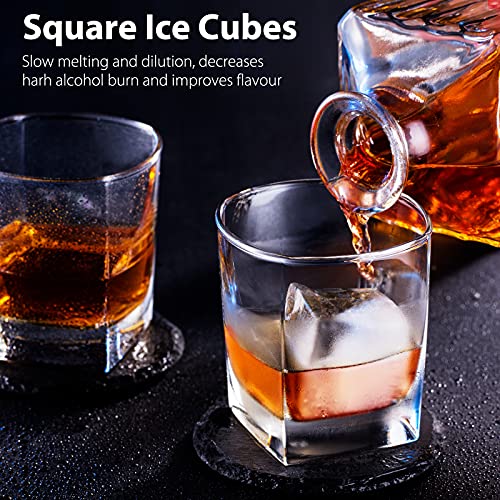 Whiskey Stones Reusable Ice Cubes with Silicone Square Ice Molds Box Packaging