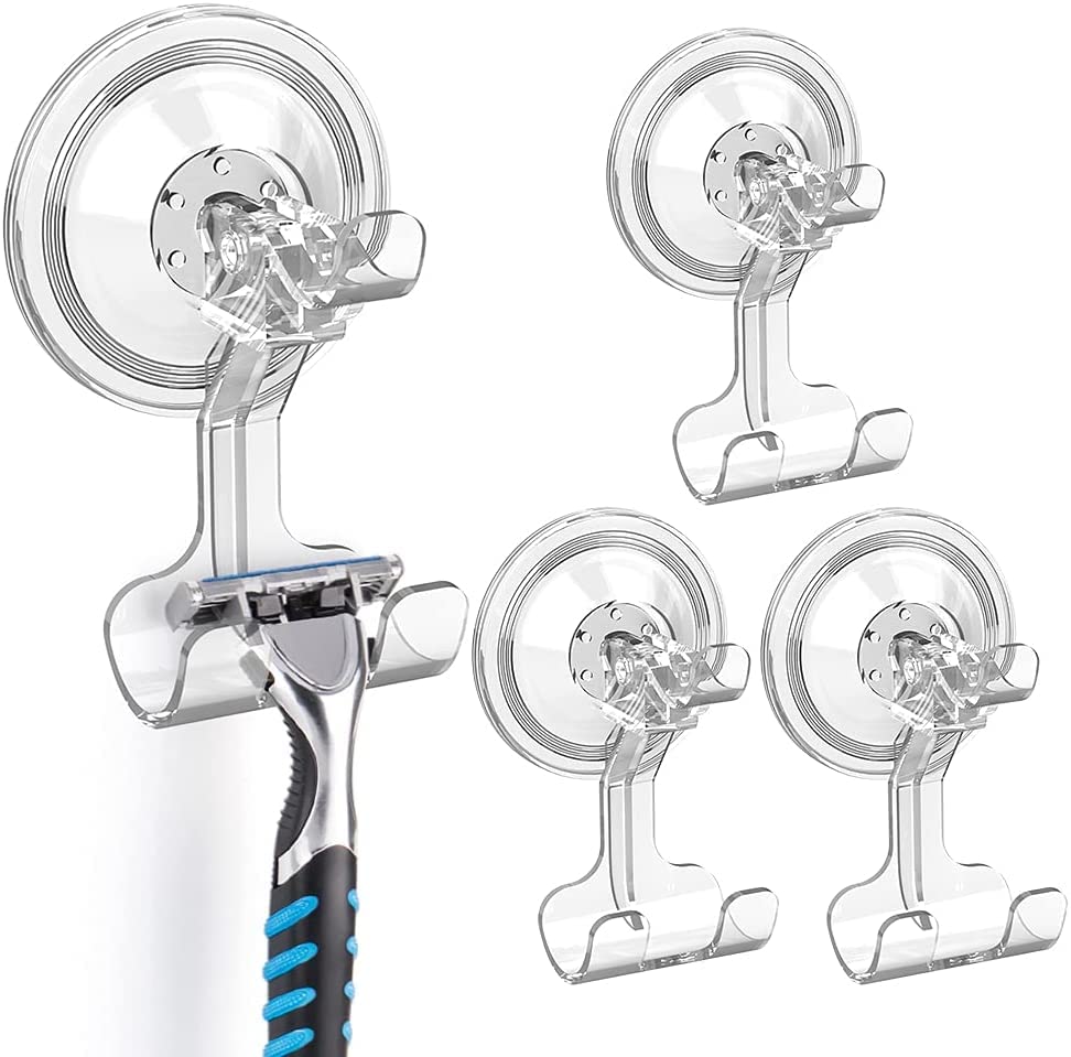 YAMTO Heavy Duty Vacuum Suction Cup Hooks for Smooth Bathroom Shower  Wall/Glass Door/Mirror,Waterproof Stainless Steel Hook for Hanging Shower  Towel
