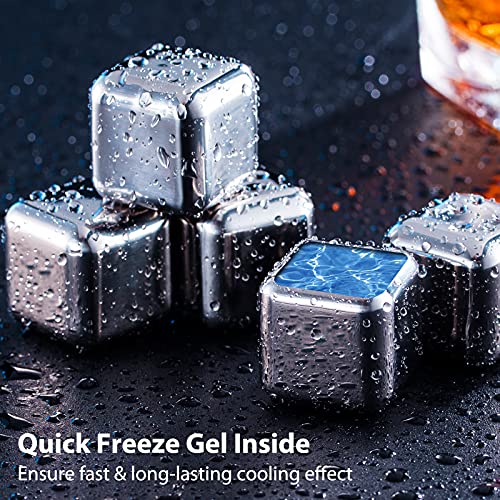 Whiskey Stones Reusable Ice Cubes with Silicone Square Ice Molds Box Packaging