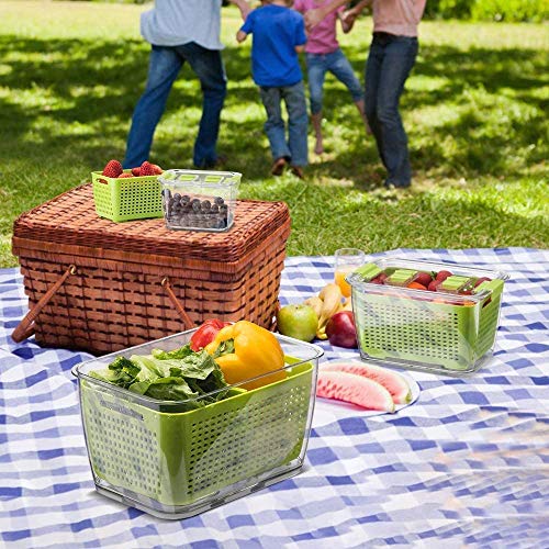 Fresh Produce Vegetable Fruit Storage Containers BPA-free,3Piece Set (2 color)