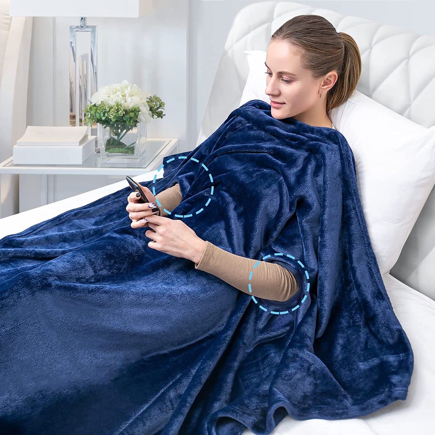Wearable Hug Fleece Throw Hands Free Lazy Blanket 80"x60"