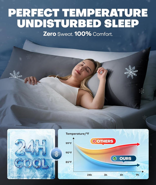 BlendTek Ice Cooling Body Pillowcase – Ultra Soft, Skin-Friendly & Frizz-Free Sleep for Hot Sleepers