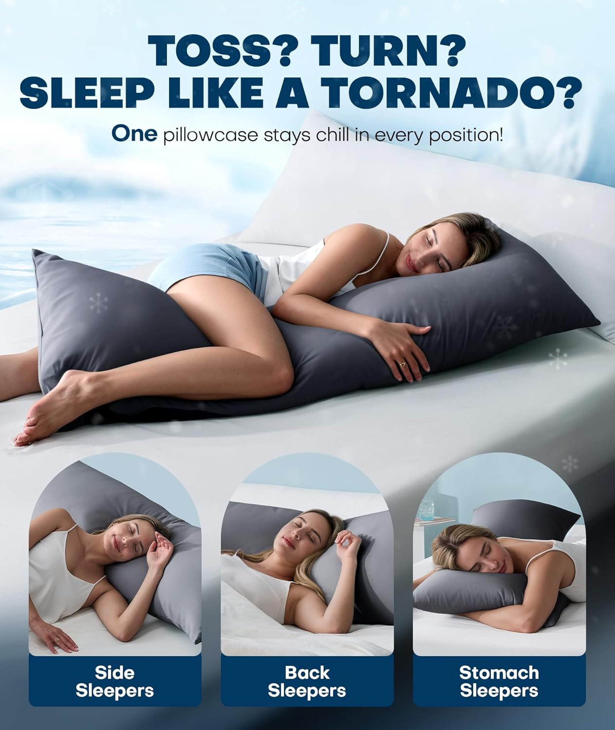 BlendTek Ice Cooling Body Pillowcase – Ultra Soft, Skin-Friendly & Frizz-Free Sleep for Hot Sleepers