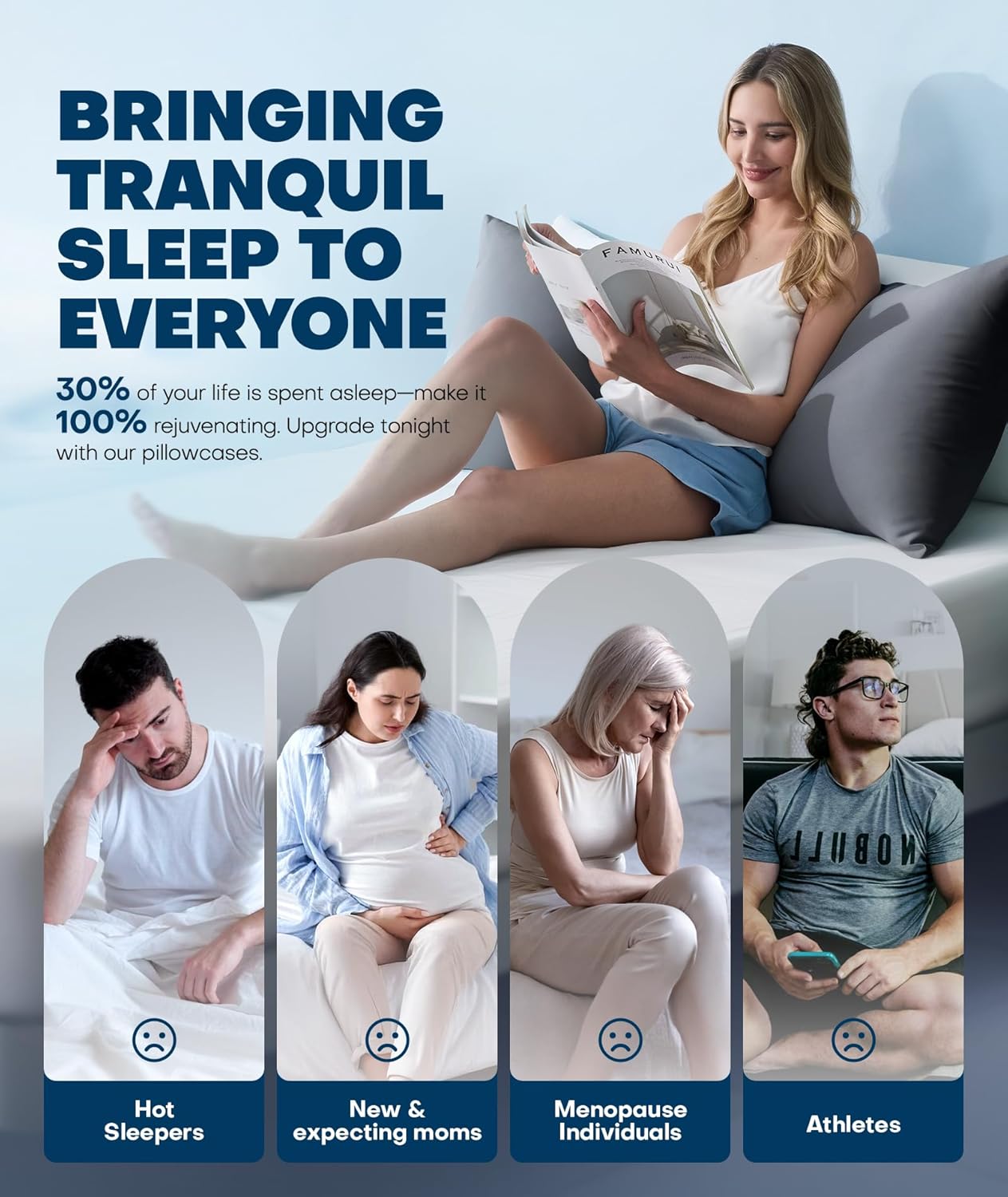 BlendTek Ice Cooling Body Pillowcase – Ultra Soft, Skin-Friendly & Frizz-Free Sleep for Hot Sleepers
