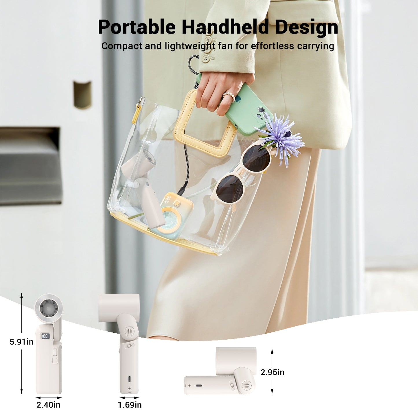 Luxear Portable Handheld Turbo Fan [18H Max Cooling Time] Personal Mini Hand Fan Foldable with 100 Speed Adjustable Digital Display Rechargeable Air Cooling Fans for Travel Outdoor Women Gifts