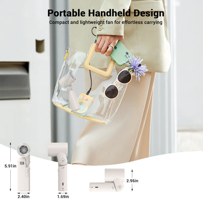 Luxear Portable Handheld Turbo Fan [18H Max Cooling Time] Personal Mini Hand Fan Foldable with 100 Speed Adjustable Digital Display Rechargeable Air Cooling Fans for Travel Outdoor Women Gifts
