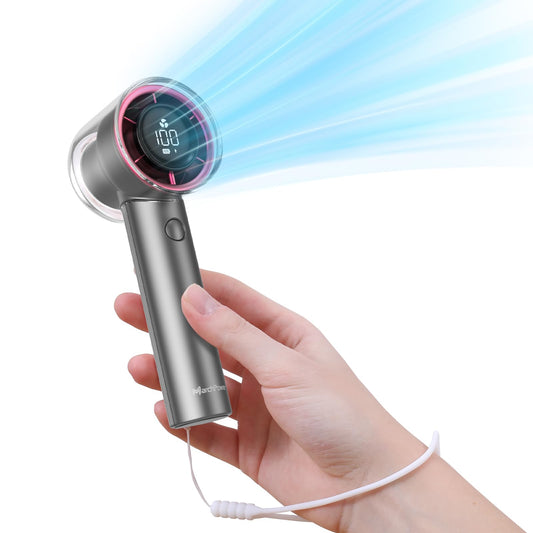 Mini Portable Fan with Infinitely Adjustable High-Speed, USB Rechargeable Battery (Up to 16 Hours Runtime), LED Display Desk Fan for Home and Office