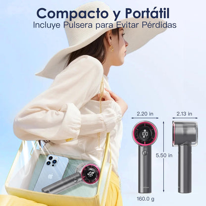 Mini Portable Fan with Infinitely Adjustable High-Speed, USB Rechargeable Battery (Up to 16 Hours Runtime), LED Display Desk Fan for Home and Office