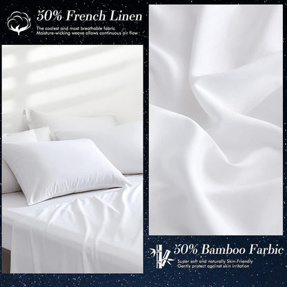 100% Bamboo & Linen Fiber cooling pillowcase,2 Pack