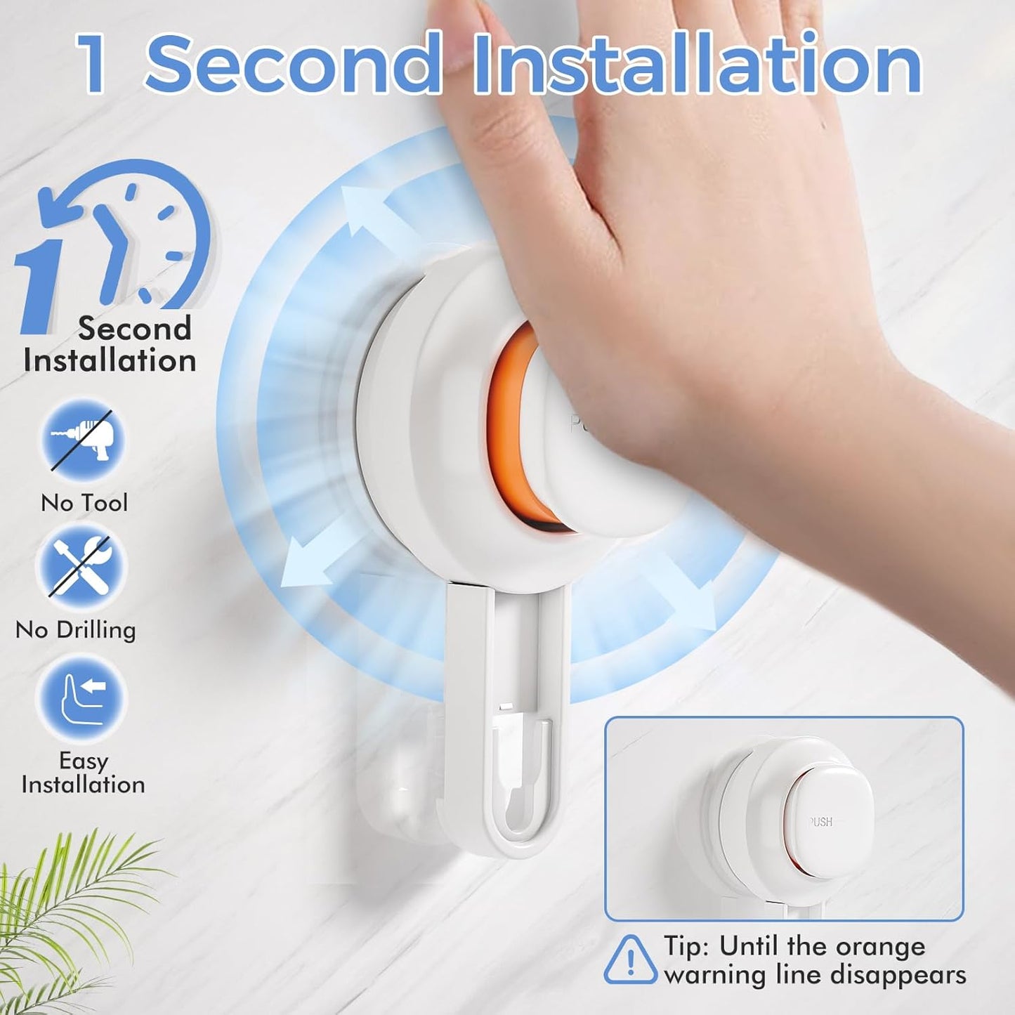 LUXEAR Suction Cup Towel Bar, 24 inches Adjustable Towel Rack Holder, No Drill & Removable Bathroom Towel Holder with 5 Sliding Hooks, Wall Mounted Towel Hanger for Shower Room, Kitchen, Door - White