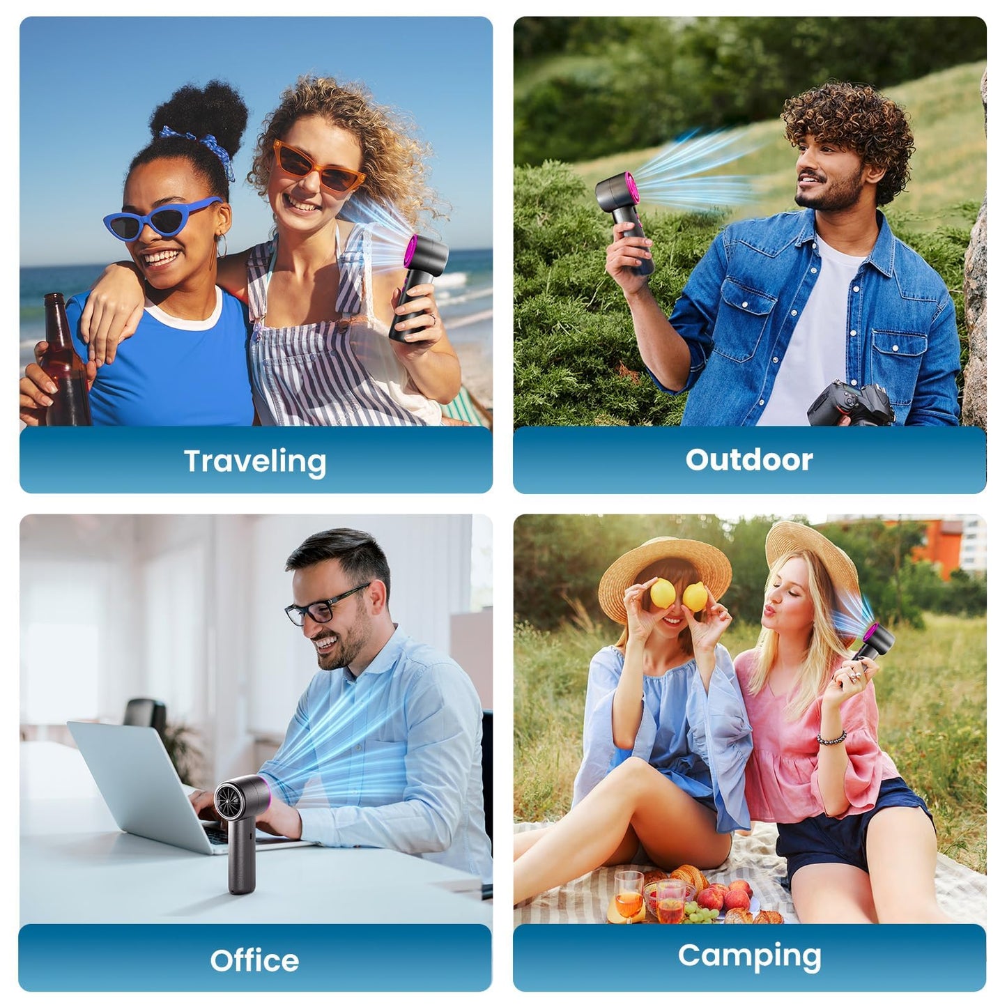 Mini Portable Fan with Infinitely Adjustable High-Speed, USB Rechargeable Battery (Up to 16 Hours Runtime), LED Display Desk Fan for Home and Office