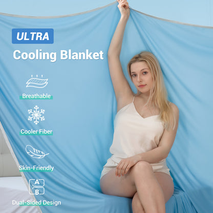 Bendtek  Revolutionary Cooling Blanket King, Absorbs Heat to Keep Body Cool for Night Sweats, Double Sided Arc-Chill 3.0 Cool Fiber Q-Max>0.5, Lightweight Summer Cold Blankets Sleeping
