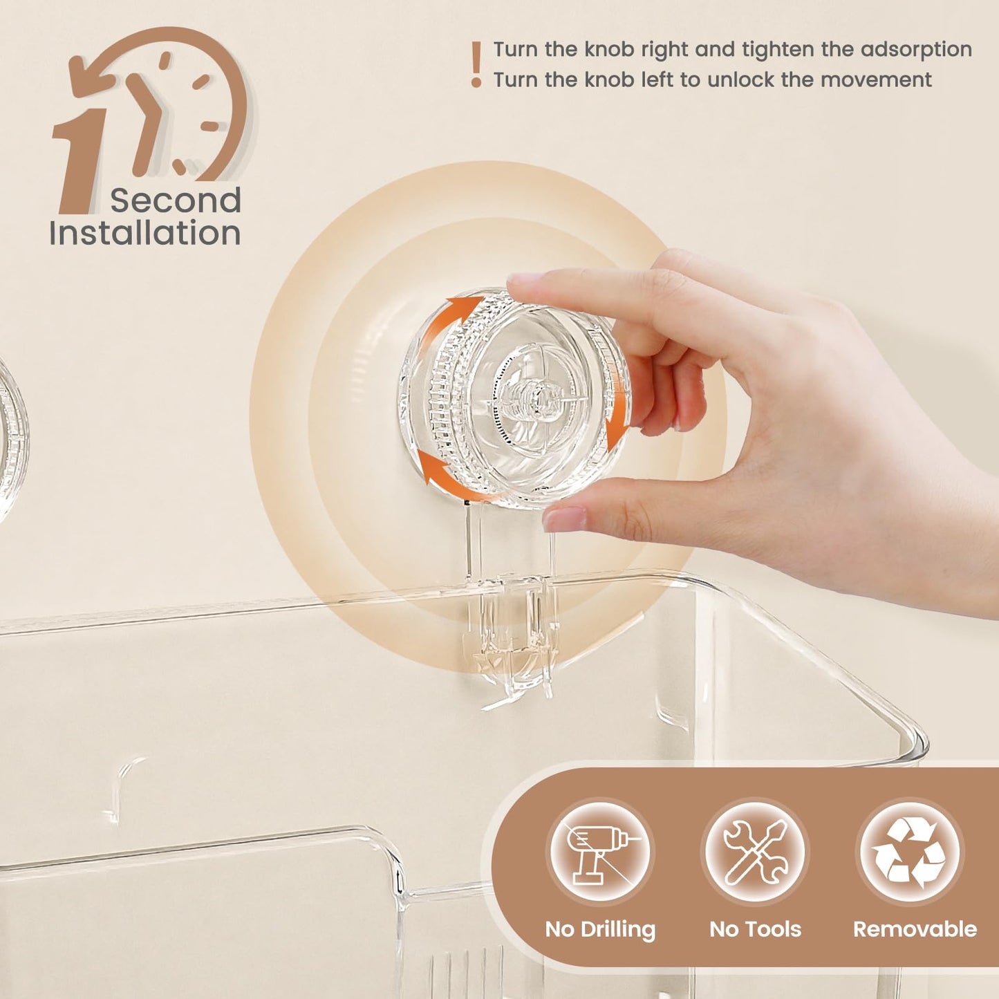 LUXEAR 4 Packs Shower Caddy Suction Cup Clear White - Shower Shelf+Soap Dish+Suction Hooks - 1 Second Installation NO-Drilling Removable Powerful Waterproof Shower Organizer for inside Shower Bathroom