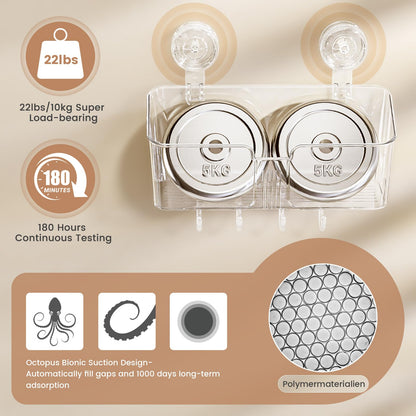 LUXEAR 4 Packs Shower Caddy Suction Cup Clear White - Shower Shelf+Soap Dish+Suction Hooks - 1 Second Installation NO-Drilling Removable Powerful Waterproof Shower Organizer for inside Shower Bathroom