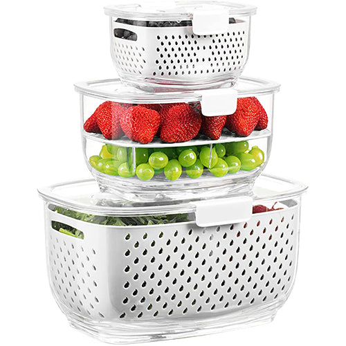 Vegetable Fruit Storage Containers 3Piece Set, BPA-free (2 color)