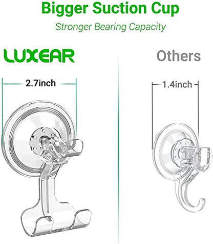 LUXEAR Suction Hooks Powerful Vacuum Suction Cup Hooks- Heavy Duty for  Shower, Waterproof Suction Hanger for Bathroom Kitchen Towel, Robe, Loofah