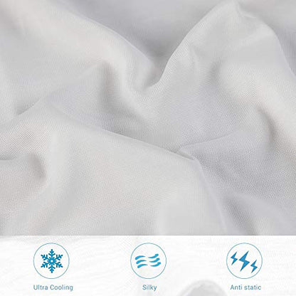 LUXEAR Cooling Pillowcase, 2 Pack Cooling Pillow Cover with Japanese Q-Max 0.45 Arc-Chill Cooling Fiber, Breathable Soft, Cooling Eco-Friendly, Hidden Zipper Design, Queen Size(20x30 inches)-White