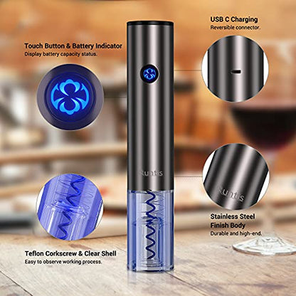 Smart Touch Sensor Electric Wine Opener Set,Rechargeable Automatic Wine Corkscrew with USB Charging Cable