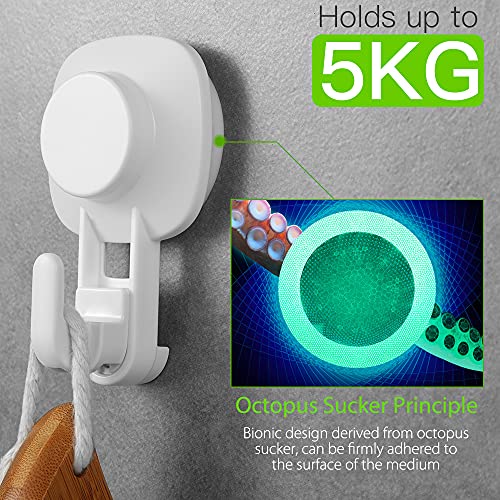 Heavy Duty Suction Cup Hooks - Waterproof and Removable Shower Organizer, 2 Pack