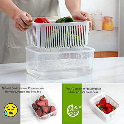 Produce Storage Containers with Lid & Colander BPA Free,5 Pack Set