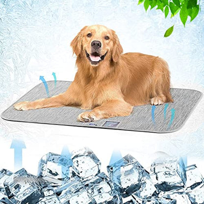 Pet Cooling Mat for Dogs & Cats - Luxear Arc-Chill Reversible Summer Cool Mat Blanket for Cats with Humidity Indicator Card, Non-Slip Bottom& Foldable Breathable and Reusable Dog Pee Pad for Kennel Sofa Bed Floor Car Seats Travel Summer Large (27”×36'') -