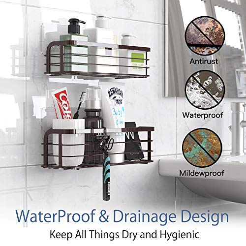 Shower Caddy 2 Packs - Extra-Large Shower Organizer, Waterproof & Rustproof  Bathroom Shower Shelves, Wall Mounted Shower Shelf, No Drilling Adhesive Shower  Caddy with 4 Removable Hooks, Black
