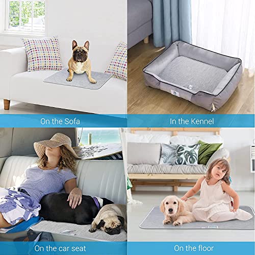 Pet Cooling Mat for Dogs & Cats - Luxear Arc-Chill Reversible Summer Cool Mat Blanket for Cats with Humidity Indicator Card, Non-Slip Bottom& Foldable Breathable and Reusable Dog Pee Pad for Kennel Sofa Bed Floor Car Seats Travel Summer Large (27”×36'') -