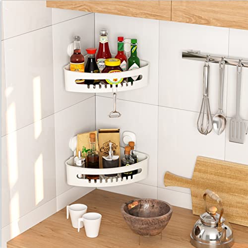 Suction Cup Corner Shower Caddy No-Drill Wall Mounted Storage Basket