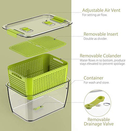 Fresh Produce Vegetable Fruit Storage Containers BPA-free,3Piece Set (2 color)